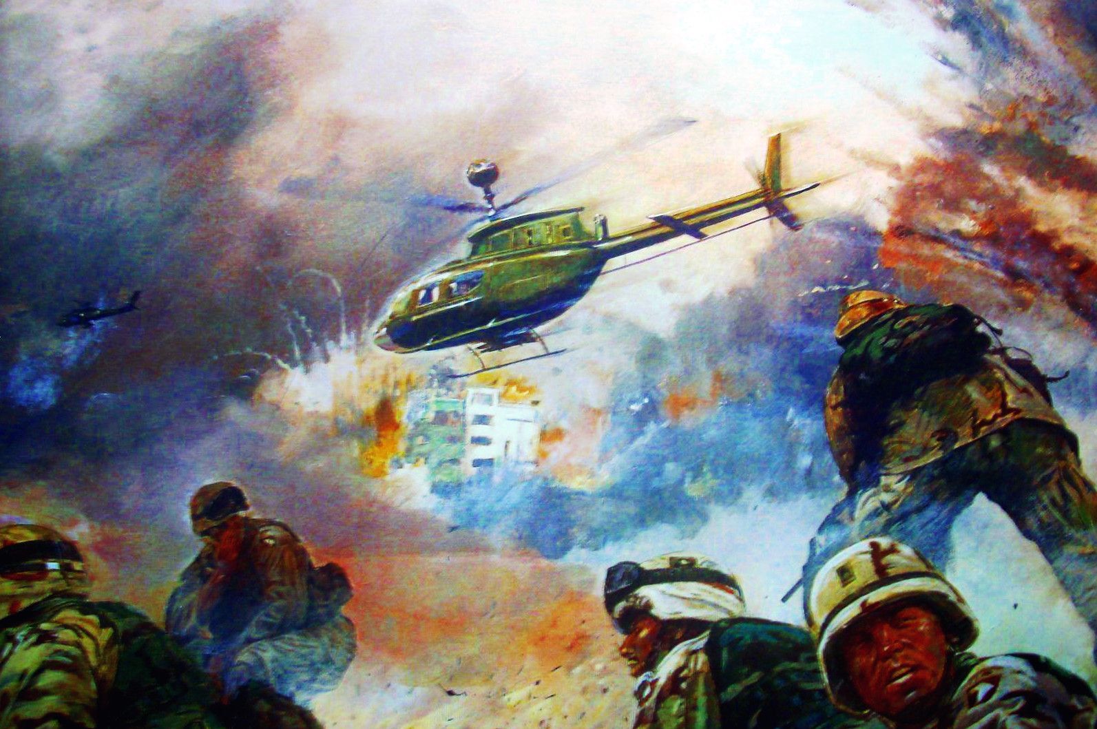 1593x1059 Us Helicopter - Iraq War Painting