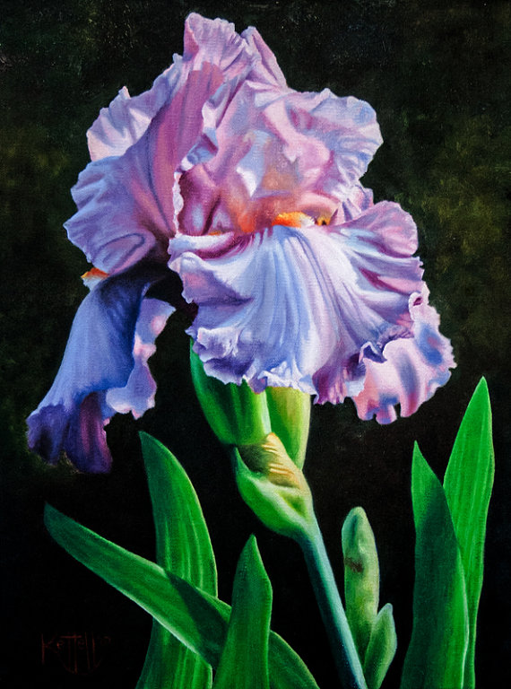 570x768 Iris Flower Art Print Floral Painting Reproduction - Iris Oil Painting