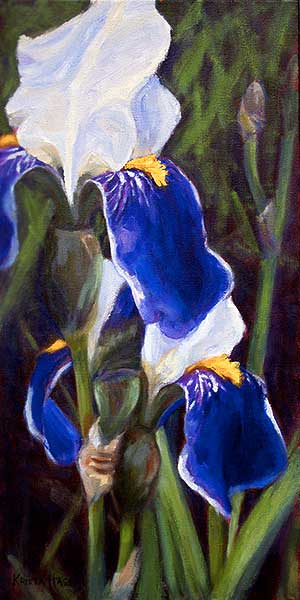 300x600 Purple Irises - Iris Oil Painting