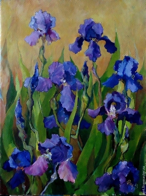 572x768 Painting Irises Oil Canvas Flowers Shopline - Iris Oil Painting