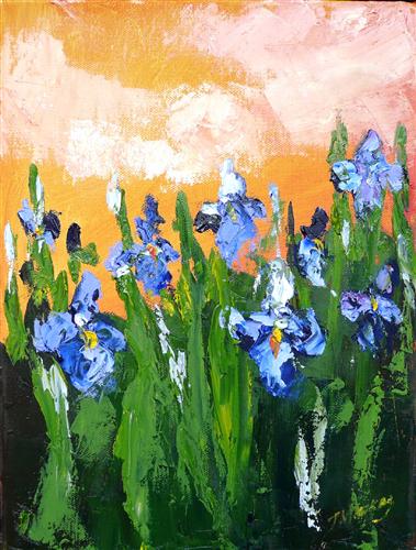 379x500 White Irises Judy Mackey - Iris Oil Painting