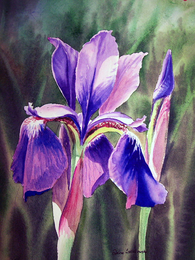 675x900 Purple Iris Painting By Irina Sztukowski - Iris Painting