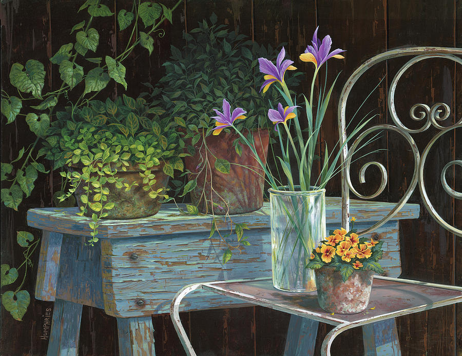 900x694 Irises Painting By Michael Humphries - Irises Painting