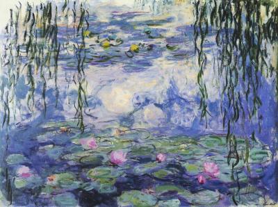 400x298 Monet Water Lilies, Agapanthus Irises In Giverny, Water Garden - Irises Painting