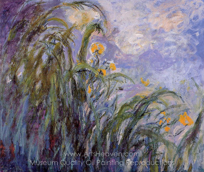 820x689 Reproduction Painting Claude Monet Yellow Irises, Hand Painted - Irises Painting