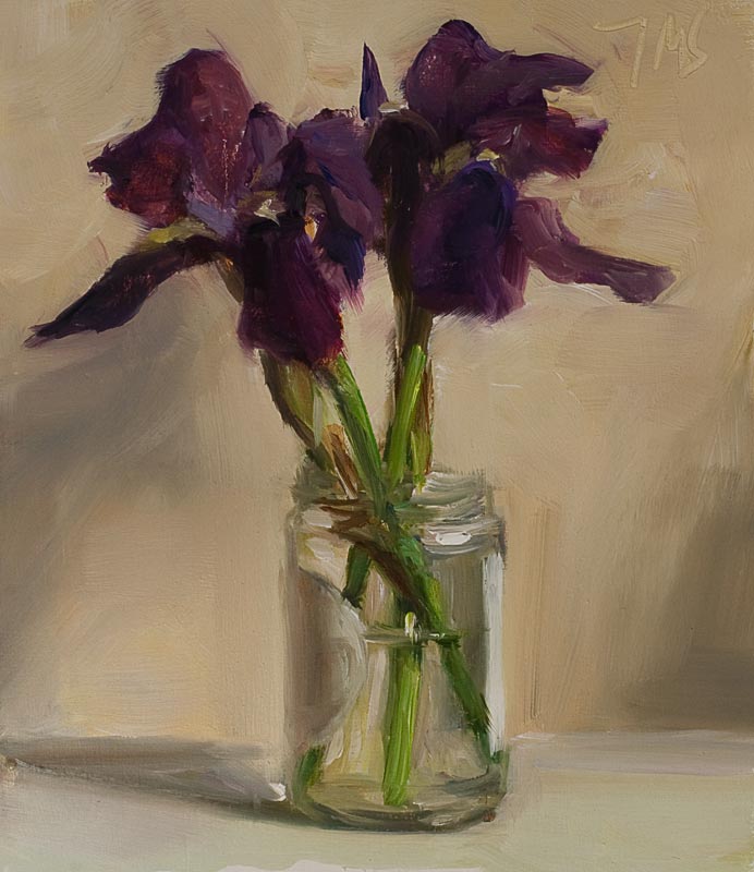 692x800 Daily Paintings Irises In A Jam Jar Postcard From Provence - Irises Painting