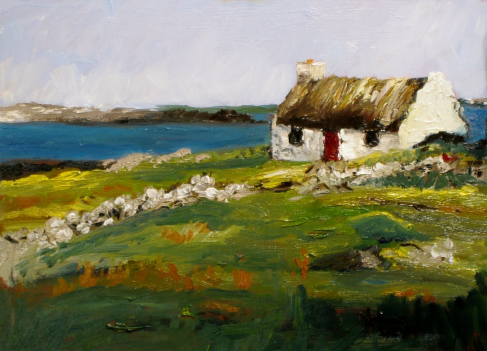 1000x720 Norma Wilson Original Oil Irish Landscape Seascape Cottage By - Irish Landscape Painting