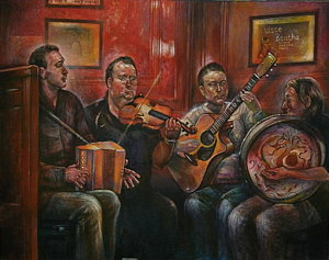 300x237 Uisce Beatha Painting By Gavan Kearney - Irish Pub Painting