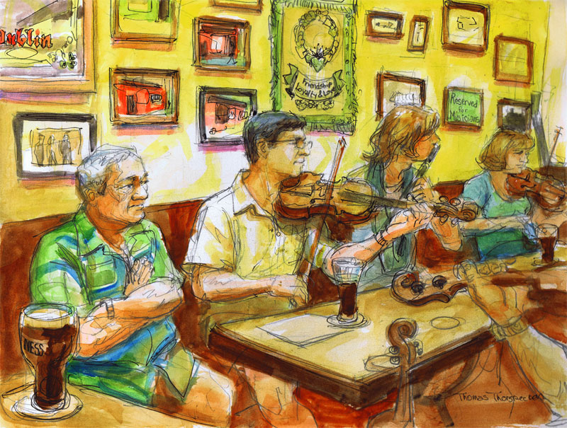 800x605 Claddagh Cottage Irish Pub Urban Sketchers - Irish Pub Painting