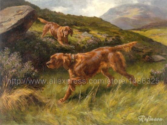 550x411 Thomas Blinks Irish Setters Oil Painting Repro Pc Painting Wall - Irish Setter Painting
