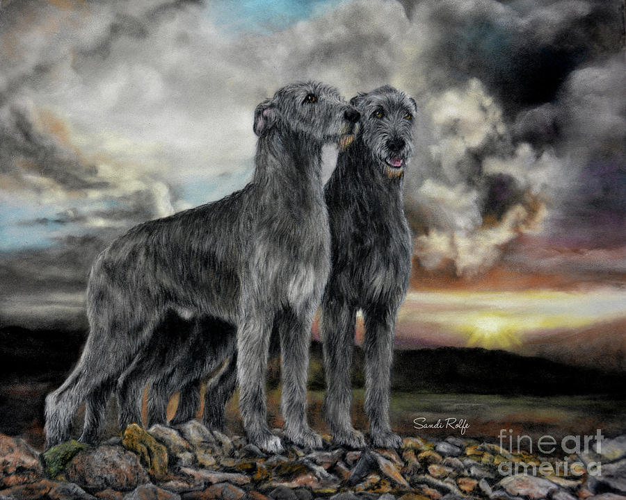 900x720 Irish Wolfhound Pair - Irish Wolfhound Painting