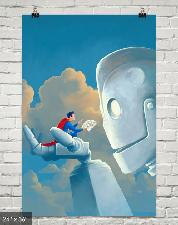 570x720 Iron Giant Print Storytime Superman Painting Reproduction - Iron Giant Painting