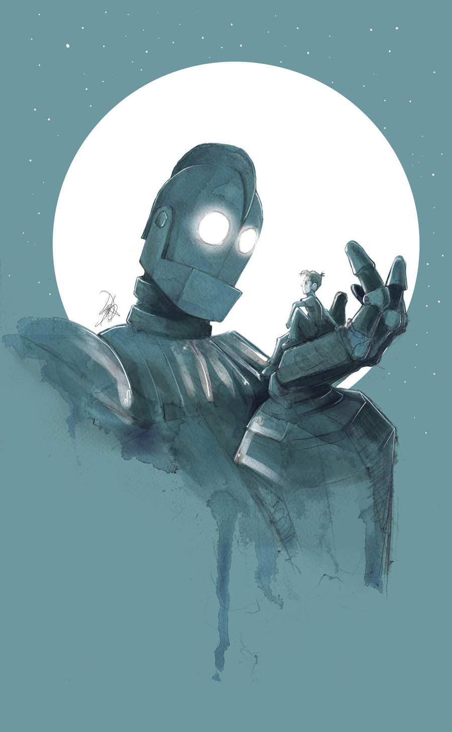 900x1457 The Iron Giant By Johndevlin - Iron Giant Painting