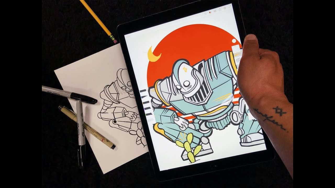 1280x720 Drawing Ready Player One Amp The Iron Giant Ipad Art - Iron Giant Painting
