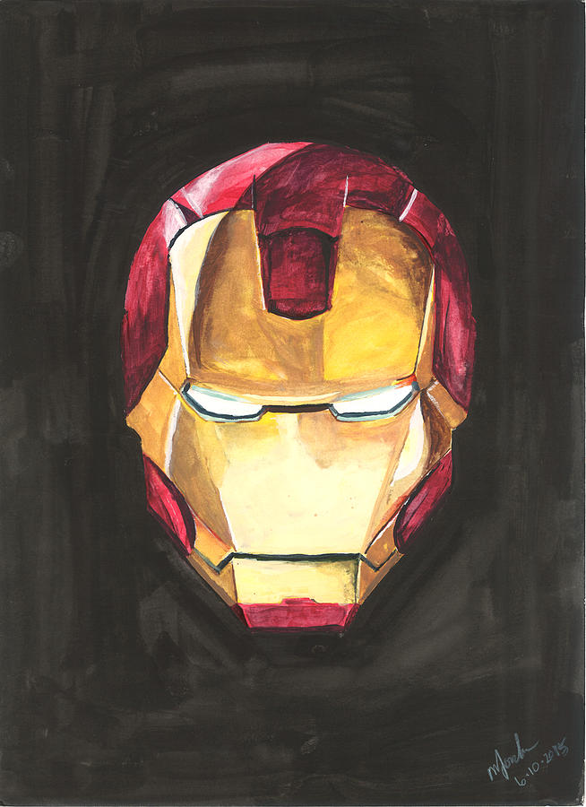 654x900 Iron Man Mask Painting By Monica Jordan - Iron Man Mask Painting