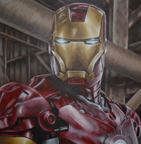 600x614 Iron Man Movie Painting By Jonmckenzie - Iron Man Mask Painting