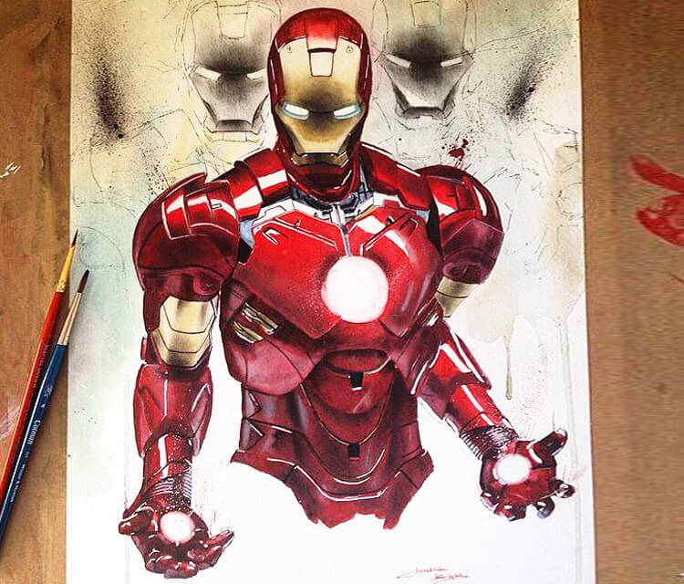750x640 Iron Man Painting By Jonathan Knight Art No. 948 - Iron Man Painting