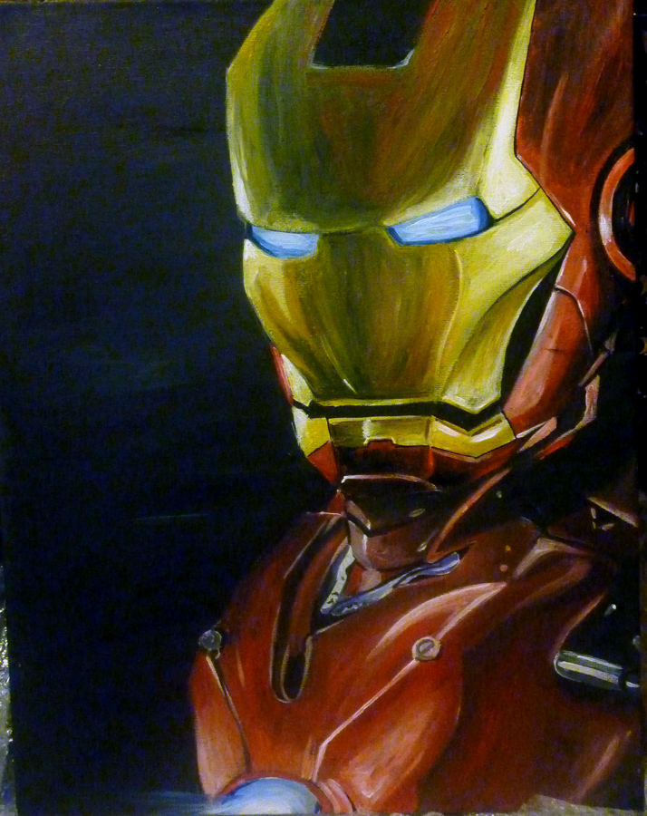 714x900 Iron Man Acrylic Painting Galactic Colours - Iron Man Painting