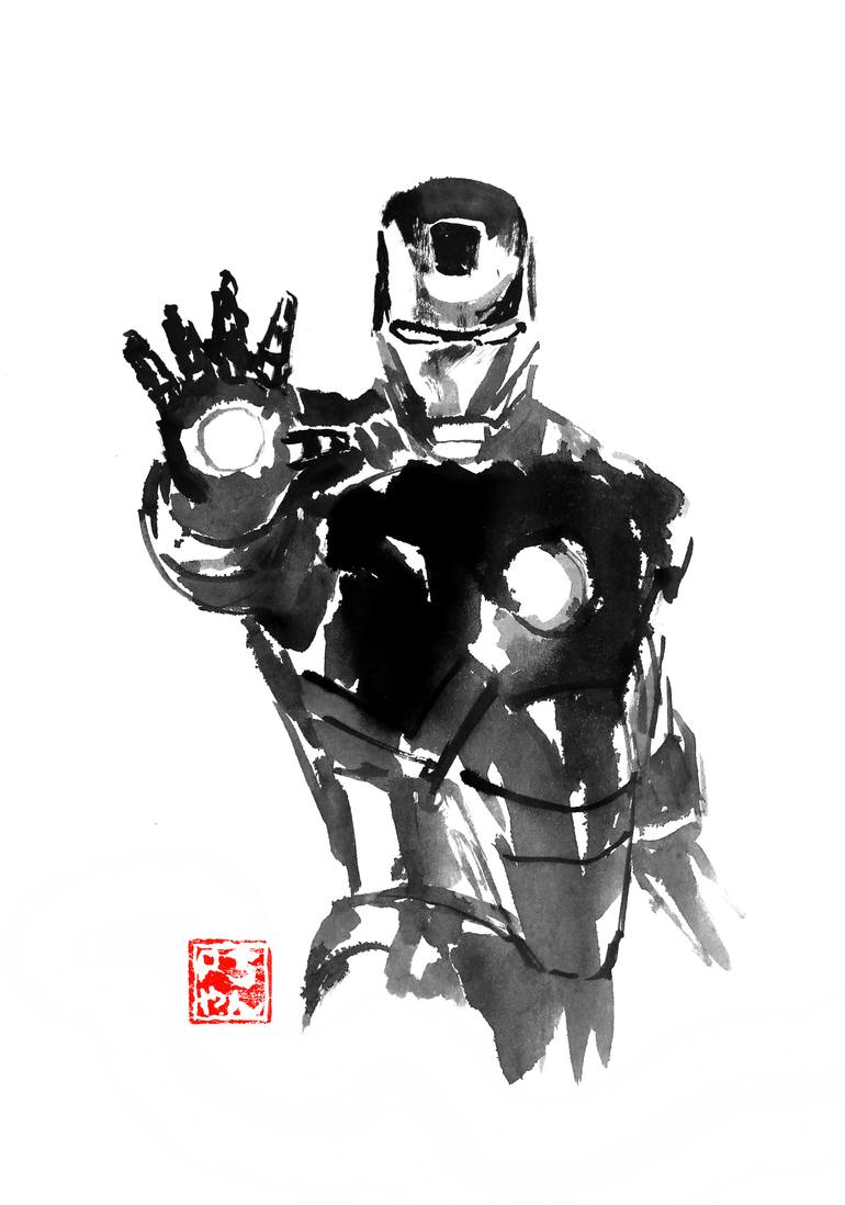 770x1098 Saatchi Art Ironman Painting By Pechane Sumie - Iron Man Painting