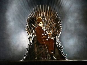 300x223 Superb Rare Original Zen O'Conor Charlie Chaplin Iron Throne - Iron Throne Painting