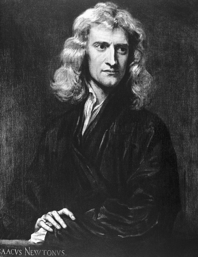 Знак ньютона. Исааком Ньютоном (1642 – 1726).. Ньютон портрет.