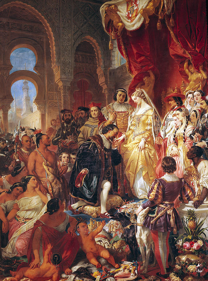 667x900 The Reception Of Christopher Columbus By Ferdinand Ii Of Aragon - Isabella Painting
