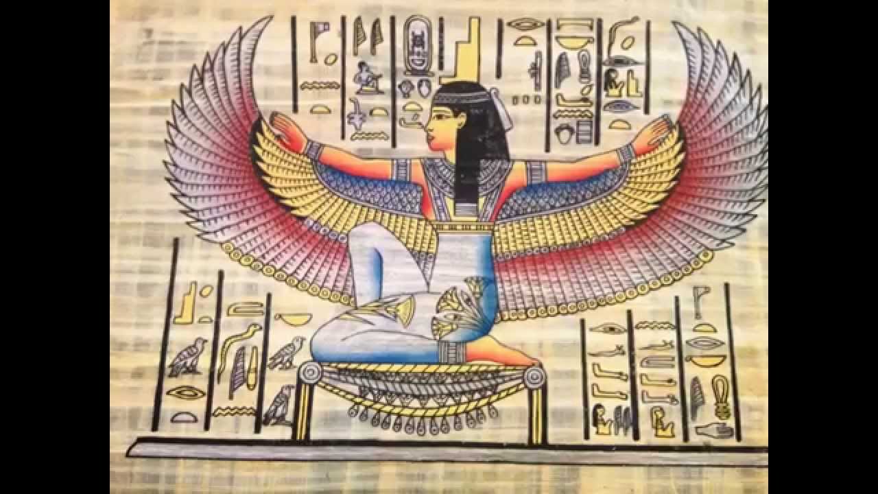 1280x720 Egyptian Winged Goddess Isis For Protection Handmade Painting - Isis Painting