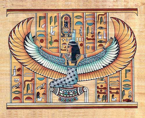 500x408 Isis Goddess, Egyptian Papyrus Painting - Isis Painting