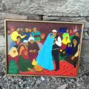 180x180 Vintage Oil Painting Of Islamic Wedding By Listed Artist Hinson - Islamic Oil Painting