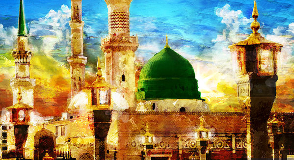 599x326 Islamic Paintings 005 Art Print By Catf - Islamic Painting
