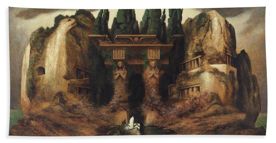 967x500 Toteninsel, Island Of The Dead Beach Sheet For Sale By Karl - Island Of The Dead Painting