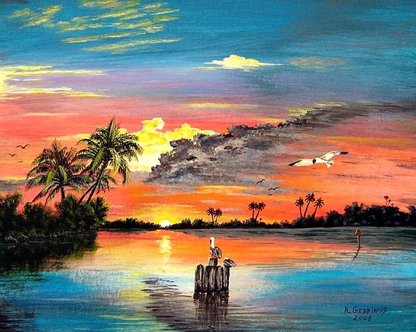 600x480 Marco Island Study Greeting Card For Sale By Riley Geddings - Island Painting