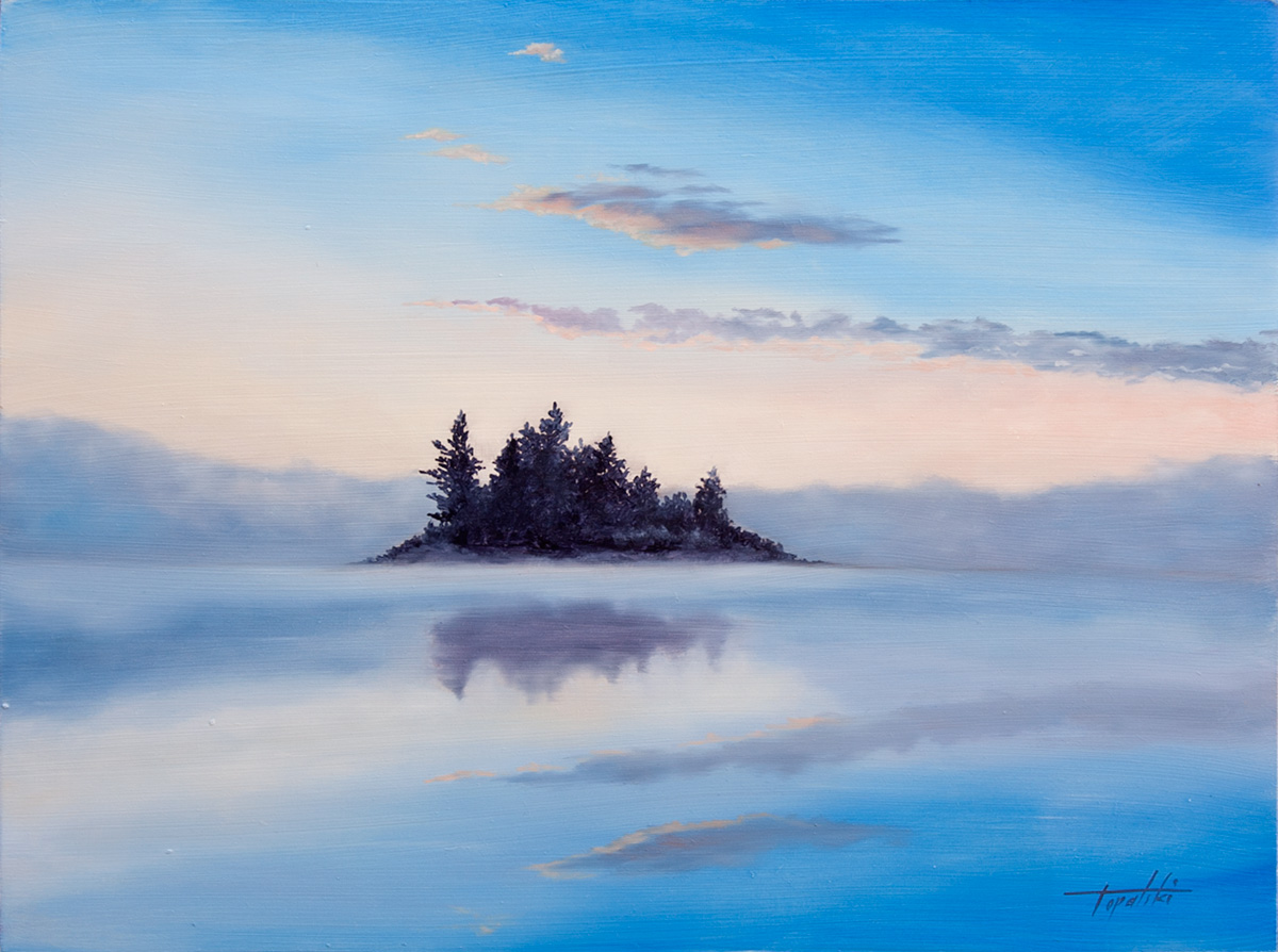1200x894 Misty Island Oil Painting Fine Arts Gallery - Island Painting