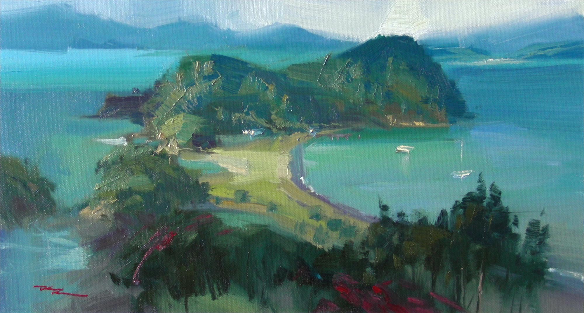 2000x1072 Online Painting Workshop 20 Painting With Big Brushnd - Island Painting