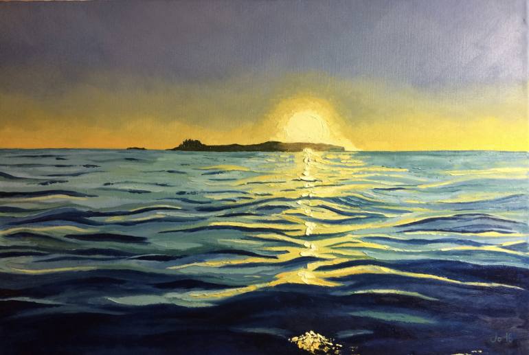 770x517 Saatchi Art Sunset, Vancouver Island Painting By Jo Charlton - Island Painting