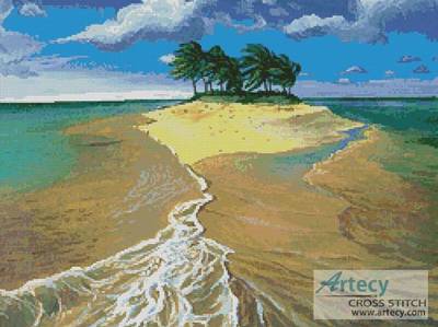 400x299 Island Painting Cross Stitch Pattern Water - Island Painting