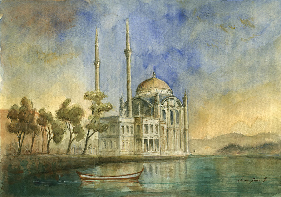 900x630 Ortakoy Mosque Istanbul Painting By Juan Bosco - Istanbul Painting