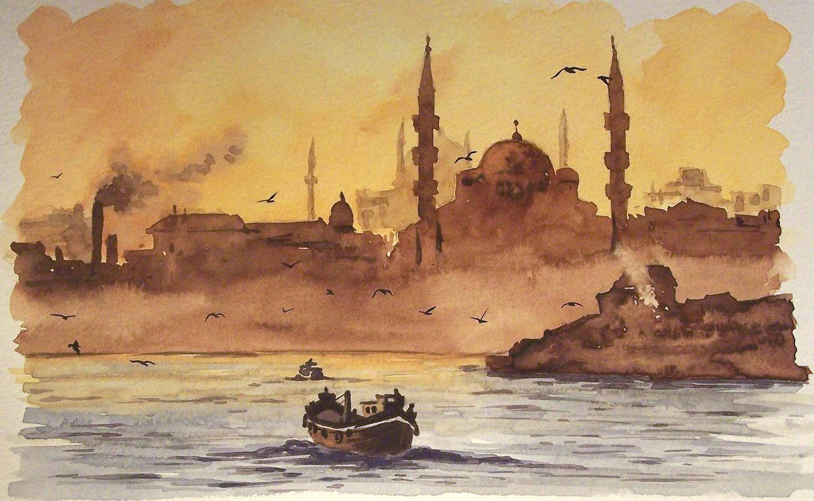 1600x985 Paintings Amp Drawings By Yasemin Watercolor Class - Istanbul Painting
