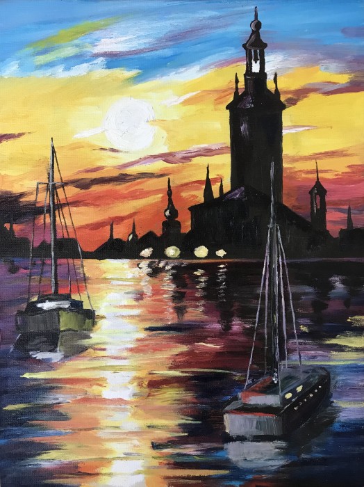 524x700 The Sunset In Istanbul Painting For Sale By Alina Morozova - Istanbul Painting
