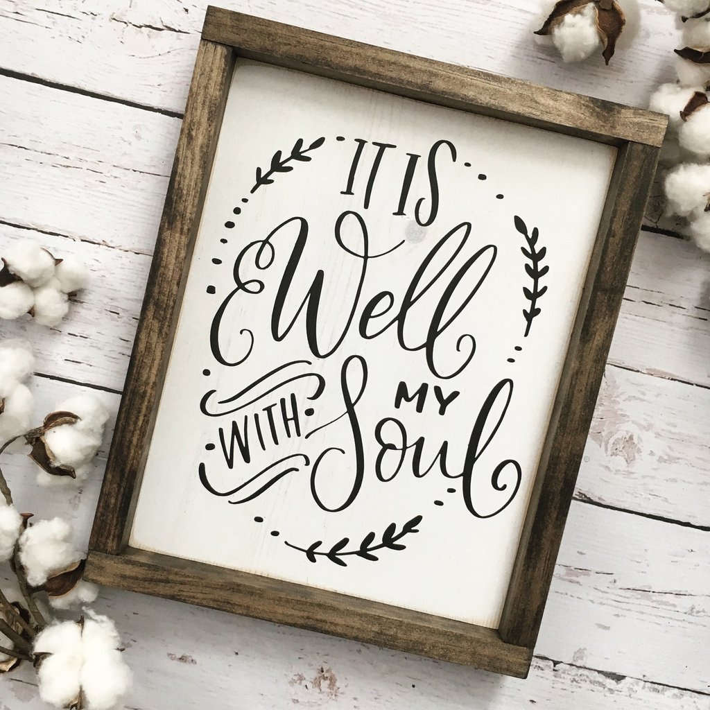 1024x1024 It Is Well With My Soul Framed Wood Sign Coastal Crafty Mama - It Is Well With My Soul Canvas Painting