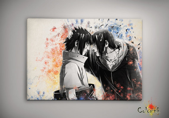 570x399 Uchiha Sasuke And Itachi Anime Art Anime Poster Anime - Itachi Painting