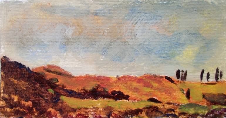 770x403 Saatchi Art Italian Landscape Nature, Sienna Color, Hill, Trees - Italian Countryside Painting