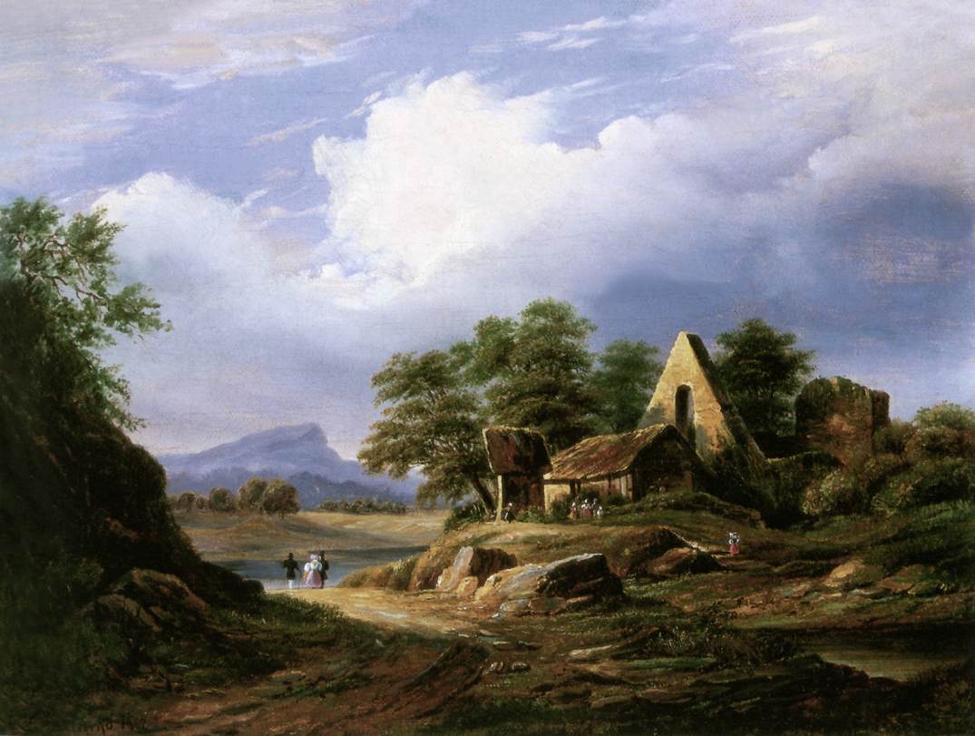 1075x811 Excursionist In Italian Countryside 1862 Painting Karoly Marko - Italian Countryside Painting