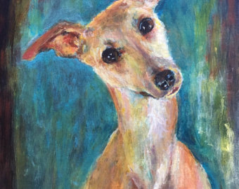 340x270 Custom Pet Portraits Custom Pet Painting Greyhound Pet - Italian Greyhound Painting