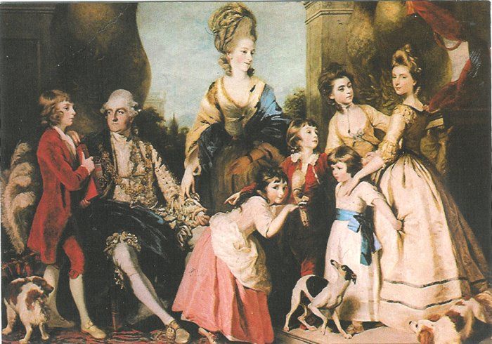 700x490 The Fourth Duke Of Marlbourgh, His Wife Caroline And Their Six - Italian Greyhound Painting