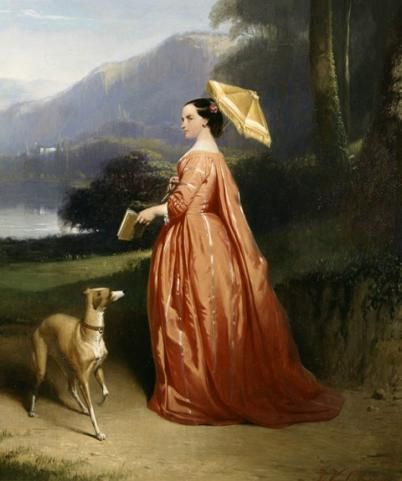 402x481 Lady With A Greyhound Painting - Italian Greyhound Painting