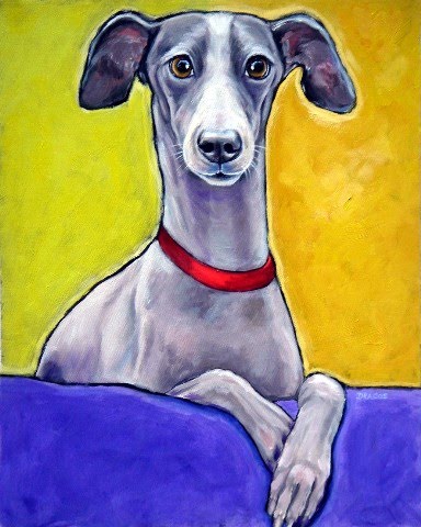 384x480 Dog Paintings (And Cat And Other Animals) By Dottie Dracos A Cute - Italian Greyhound Painting