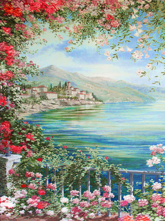 530x708 Painting Italian Landscape. Lake Maggiore Shopline - Italian Landscape Painting