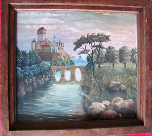 300x269 Italian Landscape, Oil Painting On Cardboard, Signed Gunter Lexy - Italian Oil Painting