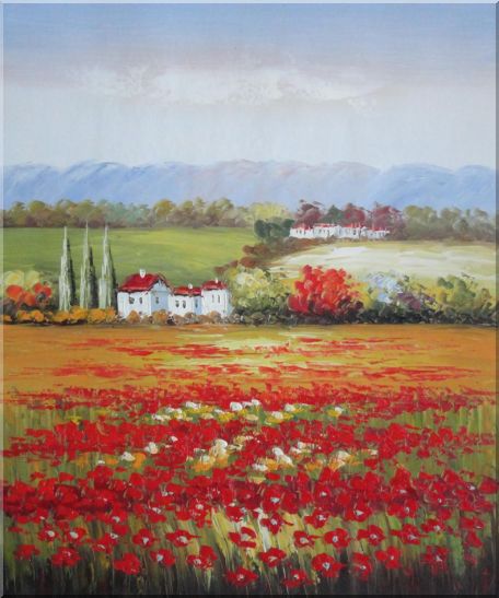 456x547 Tuscany Poppies Field In Italian Oil Painting Landscape Italy - Italian Oil Painting